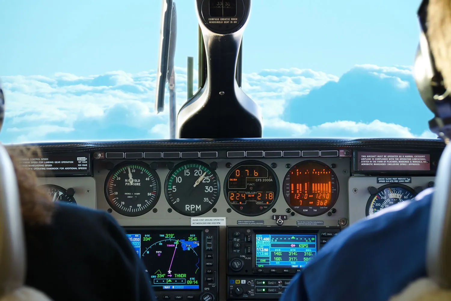 Instrument panel above the clouds